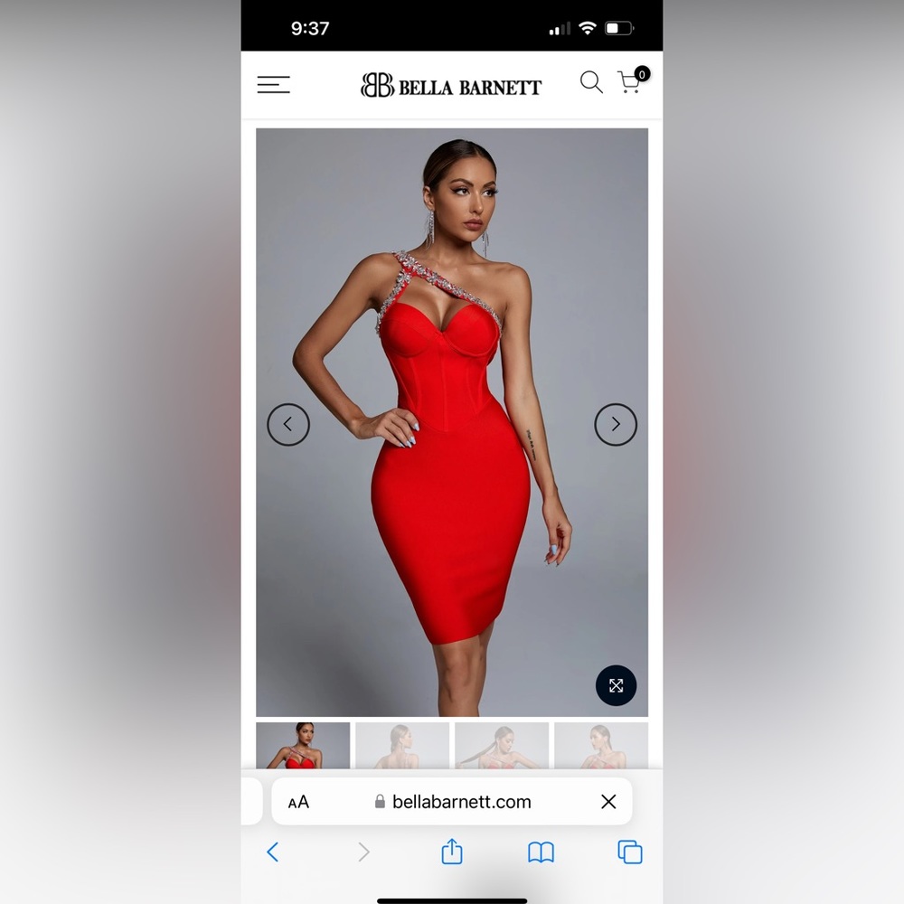 Hanny Crystal Cocktail Dress - Red